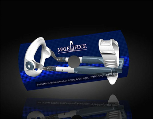 Устройство для увеличения пениса голубого цвета Male Edge Basic 200