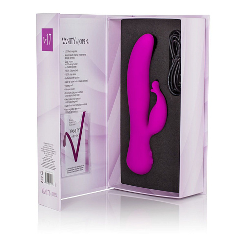 Фиолетовый вибромассажёр с клиторальным стимулятором Jopen Vr17 JO-4775-14-3 (21,5 см)