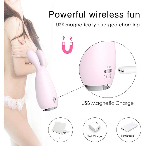 Нежно-розовый вибромассажёр с ушками S-HANDE REBA SHD-S081