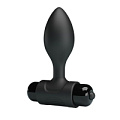 Чёрная анальная пробка с мощной вибрацией Baile Vibra BI-040077 (8,6 см)