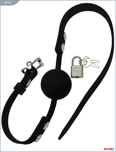 Чёрный силиконовый кляп с фиксацией X-Market Ltd 69704