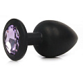 Чёрная силиконовая пробка с сиреневым кристаллом Vandersex 122-1BF (6,8 см)