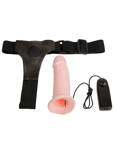 Страпон универсальный телесного цвета с вибрацией Eroticon 30451 (17 см)