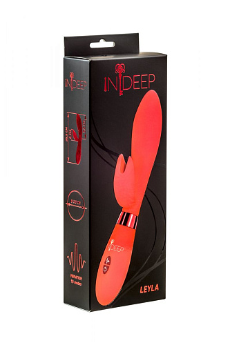 Красный вибратор с клиторальным отростком Indeep Leyla 7701-01indeep (20,5 см)