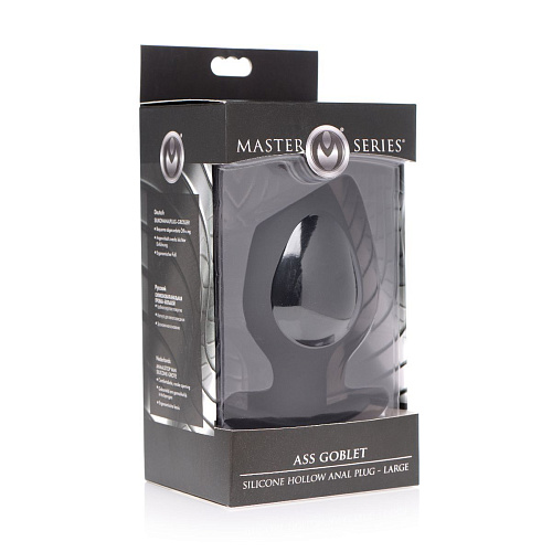 Большая чёрная анальная пробка XR Brands Ass Goblet Silicone Hollow Anal Plug Large AF981-Large (11,18 см)