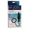 Чёрное эрекционное кольцо с анальной пробкой California Exotic Novelties Dr. Joel Kaplan Silicone Probe Ring SE-5664-05-3