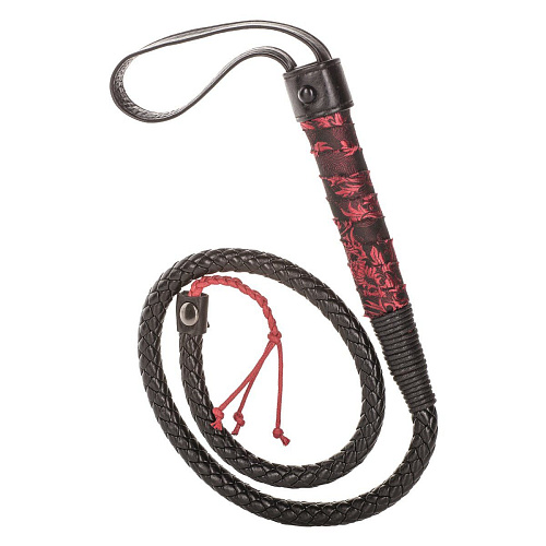 Чёрно-красный кнут с кружевной рукоятью California Exotic Novelties Scandal Bull Whip SE-2712-33-1