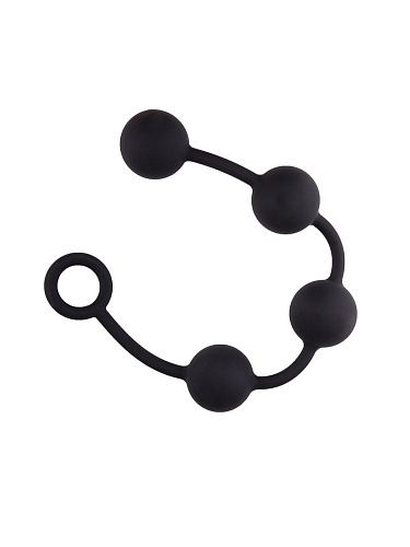 Большая чёрная анальная цепочка из 4 шариков Сумерки богов 3650-03 BX DD (49 см)
