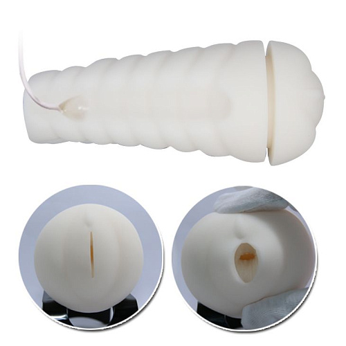 Мега-мастурбатор с вибрацией и голосом бело-золотистого цвета Baile Sally BM-00900T50-3