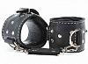 Чёрные кожаные оковы с крупной строчкой БДСМ арсенал 56010ars