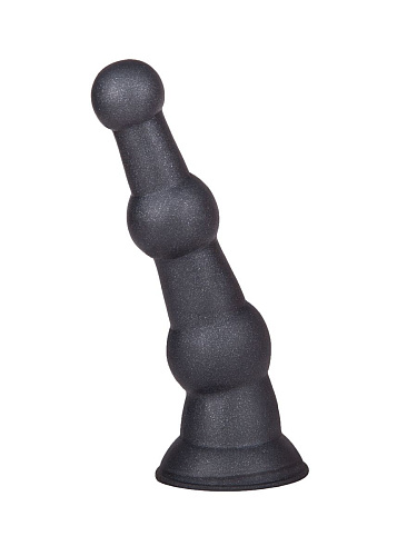 Чёрная анальная пробка платинового цвета с изгибом LOVETOY (А-Полимер) 427103 (15 см)