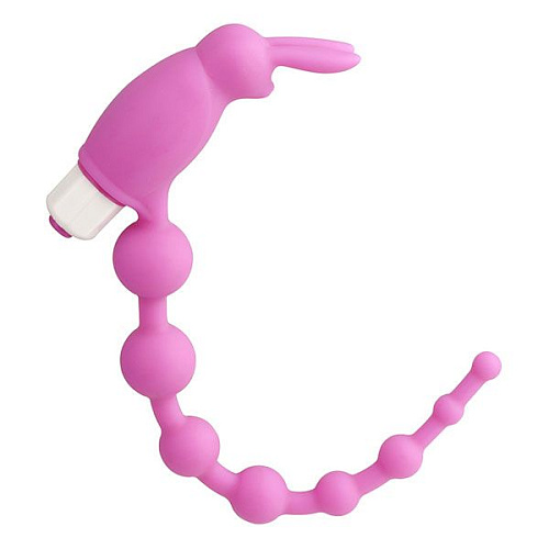 Розовая анальная цепочка с виброзайкой на кончике NMC CHEERFUL BEAD RABBIT 111598