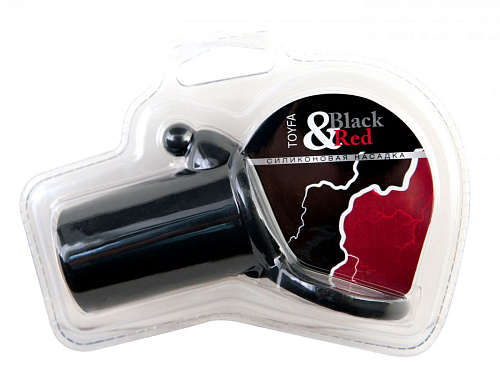 Чёрная силиконовая насадка на пенис ToyFa 901321-5