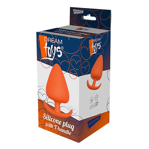 Оранжевая анальная пробка Dream Toys PLUG WITH T-HANDLE 21459 (13,4 см)