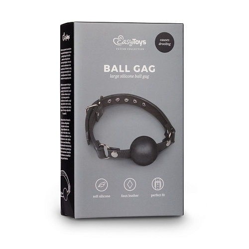 Чёрный силиконовый кляп-шар EDC Wholesale Easytoys Ball Gag With Large Silicone Ball ET275BLK