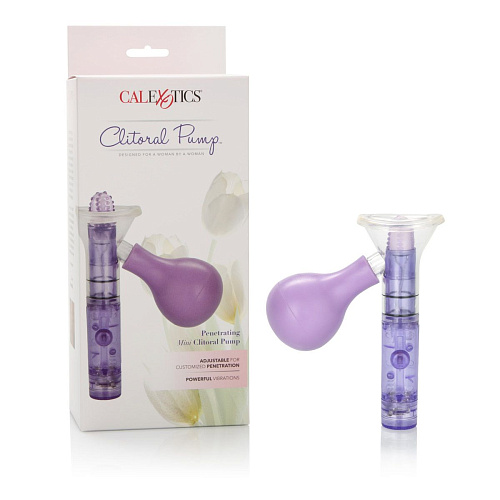 Клиторальная мини-помпа фиолетового цвета с вибрацией California Exotic Novelties Penetrating Mini Clitoral Pump SE-0604-14-3
