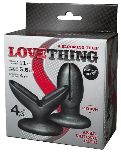 Анально-вагинальный плаг в чёрном цвете LOVETOY (А-Полимер) A blooming tulip М+ 429803