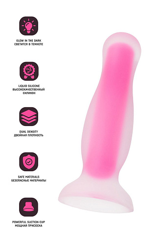 Розовая, светящаяся в темноте анальная втулка Штучки-дрючки 690118 (10 см)