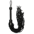 Чёрная многохвостая плетёная плеть Shots Media BV Leather Barbed Wire Flogger PAI008BLK (77 см)