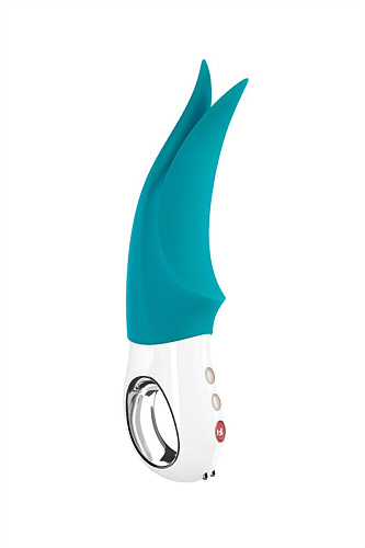Бирюзовый вибратор с раздвоенным кончиком Fun Factory Volta 1141074 (18,9 см)