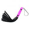 Чёрная нежная плеть с розовым мехом БДСМ арсенал BDSM Light 740001 (43 см)