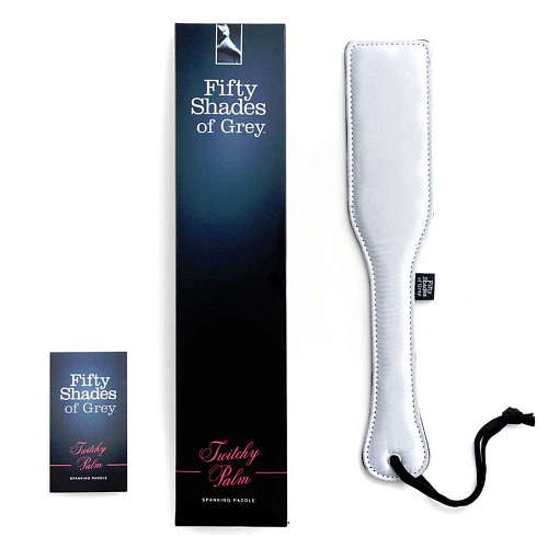 Серая двусторонняя сатиновая шлепалка Fifty Shades of Grey Satin Spanking Paddle FS-40180 (32 см)