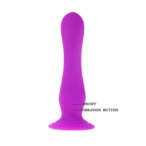 Фиолетовый анально-вагинальный вибромассажёр на присоске Baile BI-014187 (17,5 см)