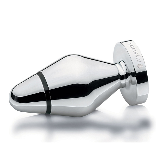 Серебристая анальная втулка для электростимуляции MyStim Big John 46220 (13 см)