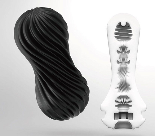 Мастурбатор с плотным рельефом в чёрном цвете Tenga FLEX Rocky Black  FLX-002