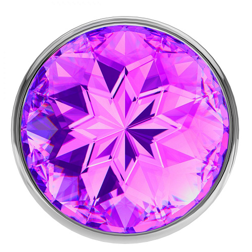Малая серебристая анальная пробка с фиолетовым кристаллом Lola toys Diamond Purple Sparkle Small 4009-05Lola (7 см)