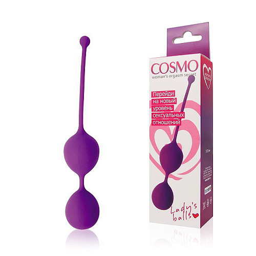 Фиолетовые двойные вагинальные шарики с хвостиком для извлечения Bior toys Cosmo CSM-23007