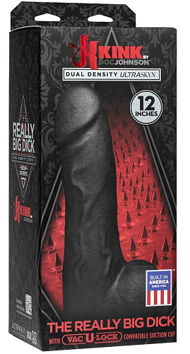 Чёрный фаллоимитатор-гигант с присоской-плагом Doc Johnson The Really Big Dick 2406-04-BX (30,5 см)