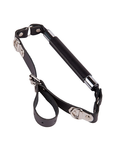 Чёрный кляп-трензель на кожаных ремешках с застёжкой Sitabella 3096-1
