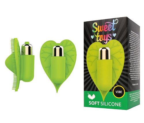 Салатовый клиторальный стимулятор в виде листочка с шипиками Bior toys ST-40142-7 (8 см)