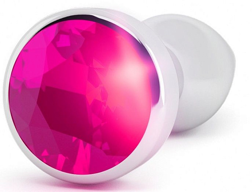 Серебристая анальная пробка с малиновым кристаллом Shots Media BV RIC009SIL (10 см)