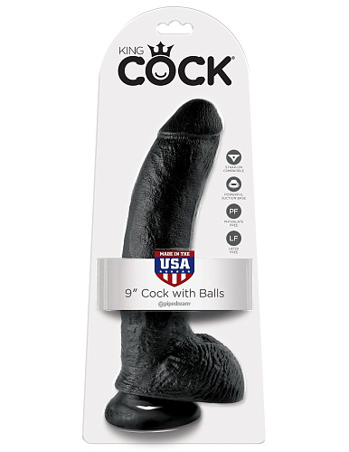 Чёрный фаллоимитатор Pipedream 9 Cock with Balls PD5508-23 (22,9 см)