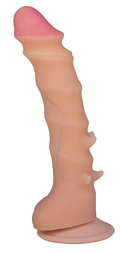 Телесный фаллоимитатор с шипами LOVETOY (А-Полимер) REAL Standard 015103 (16 см)
