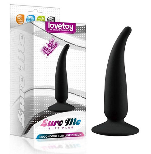 Изогнутый анальный стимулятор на широком основании в чёрном цвете Lovetoy 1024 black (12,2 см)