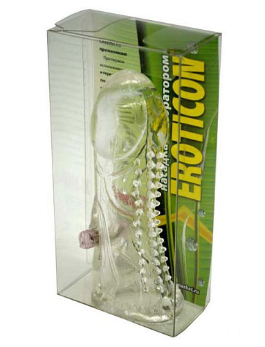 Прозрачная закрытая насадка с виброкоготком Eroticon 31006 (13 см)