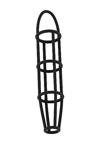 Чёрная насадка-клетка на пенис Shots Media BV Cockcage with ball strap №30 SON030BLK