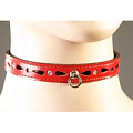 Декоративный красный ошейник со стразами и колечком Подиум Р229А