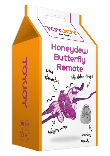 Фиолетовая вибробабочка с пультом ДУ Toy Joy HONEYDEW BUTTERFLY REMOTE 3006009035