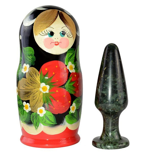 Анальная втулка из змеевика в футляре-матрёшке Sitabella 8020 (10 см)