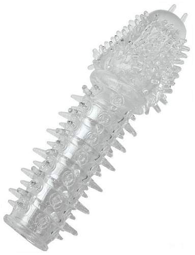 Прозрачная гелевая насадка с шипами Eroticon 30264 (14 см)