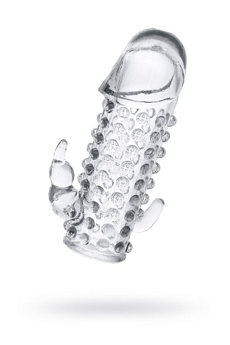 Гелевая прозрачная насадка с 2 отростками ToyFa 818018-1 (13 см)