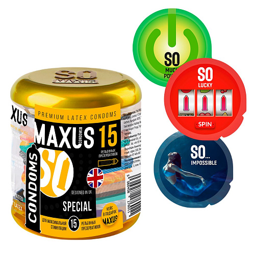 Презервативы с точками и рёбрами в металлическом кейсе Maxus Special №15 (15 шт)