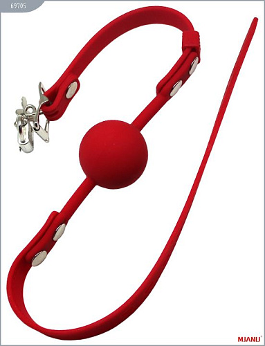 Красный силиконовый кляп с фиксацией X-Market Ltd 69705