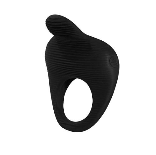 Чёрное эрекционное виброкольцо Baile Thimble BI-210142-0801