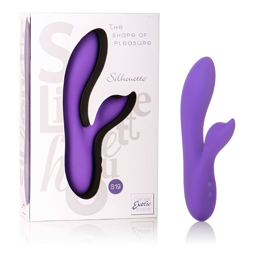 Фиолетовый вибромассажёр с лепестком для стимуляции клитора California Exotic Novelties Silhouette S19 SE-4594-20-3