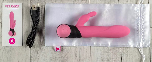 Розовый вибромассажёр с клиторальным стимулятором Adrien Lastic Mini Bonnie 10861 (18,7 см)